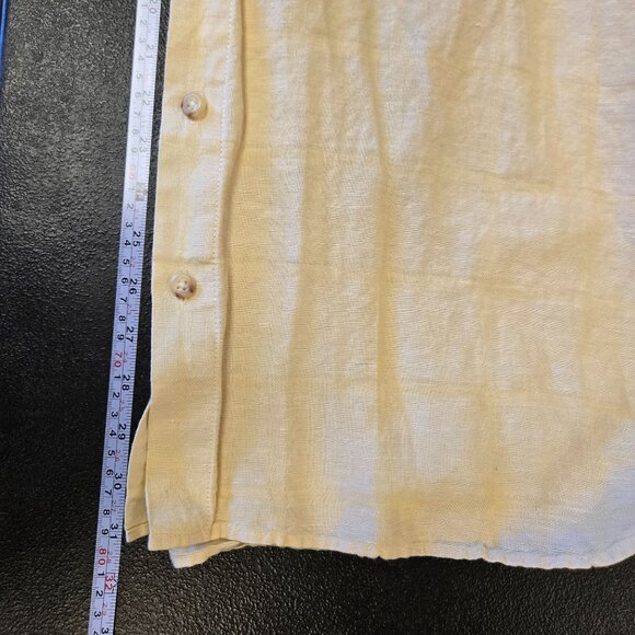 Caribbean Mens Short Sleeve Button-Up Shirt Yellow XL Linen & Cotton Blend - Picture 8 of 8